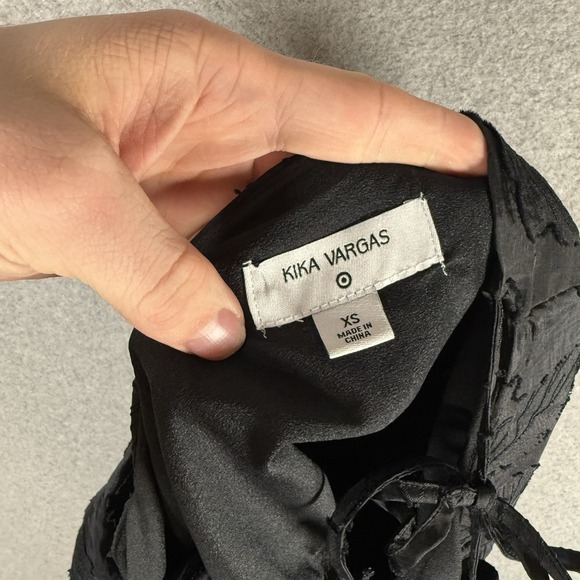 Kika Vargas Women's Target Black Midi Dress Size XS Textured Floral Print - Picture 8 of 8